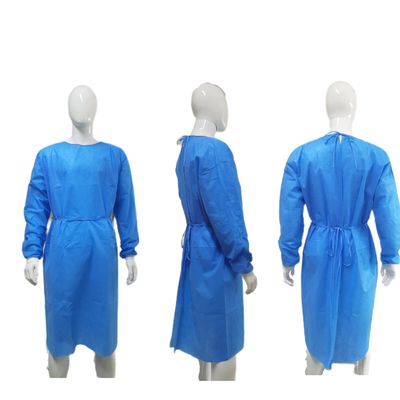 SMS Tecido não tecido Vestido de isolamento à prova d'água azul para instrumentos classe I OEM oferecido