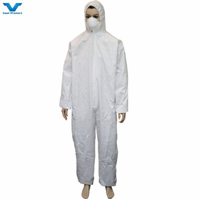 Vestuário branco descartável com capuz para função impermeável Material de polietileno