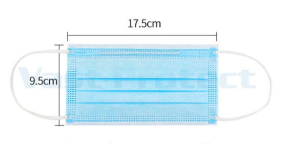 Período de validade 2 anos EN14683 Fornecimento hospitalar Disponível 3 Ply Respirável Earloop Máscara facial