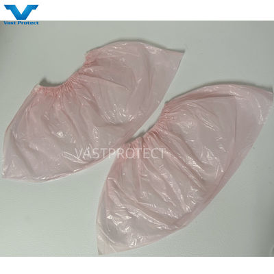 Capa de sapato cor-de-rosa de PE descartável personalizada para laboratórios Material impermeável 17 x 40cm