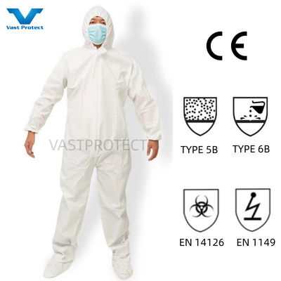 Antiestático CE Tipo 5/6 Microporoso/PP/SMS EPI industrial de protecção descartável