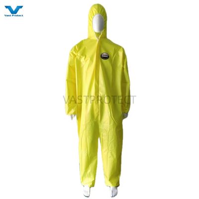 Função antiestática Categoria III Tipo 4 EPI de Segurança Industrial Química Roupas descartáveis amarelo
