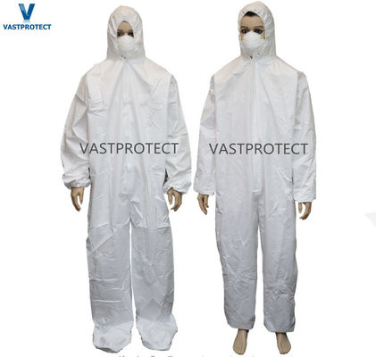Indumentária de protecção de segurança de EPI Impressão 50GSM 60GSM 65GSM Tyvek Calças brancas com capuz