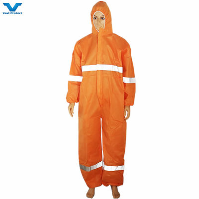 Branco Laranja SMS Microporoso Sf Mf Trajes descartáveis com listras e capô refletores