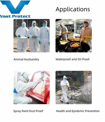 PP PE 55GSM Proteção descartável com capuz Branco Tyvek 400 Overalls com personalização