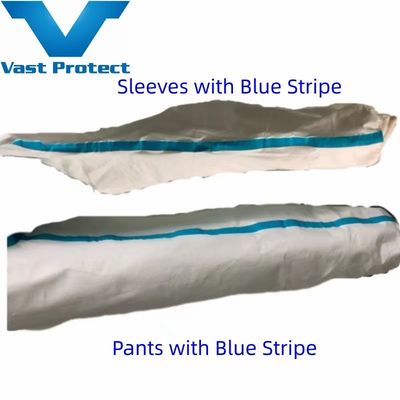 Traje de uso descartável, branco e microporous, revestido com PP, sem cobertura de calçado.