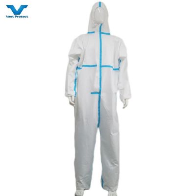 60-70GSM Sf Overalls com faixa personalizado CE En14126 Traje com capuz de isolamento Adequado