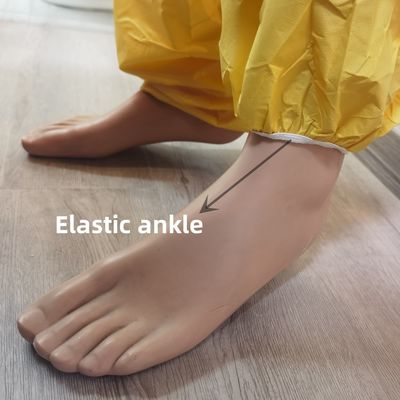 Traje de proteção à resistência química amarelo descartável personalizado 175*140cm PP PE