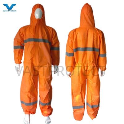 Dimensão S-5XL Microporoso Tipo5 6 Impermeável Camisola Laranja descartável com fita refletora