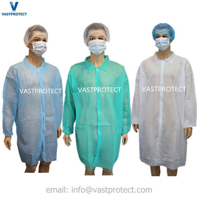 Coats de laboratório descartáveis personalizados com certificado CE e fecho de fita mágica