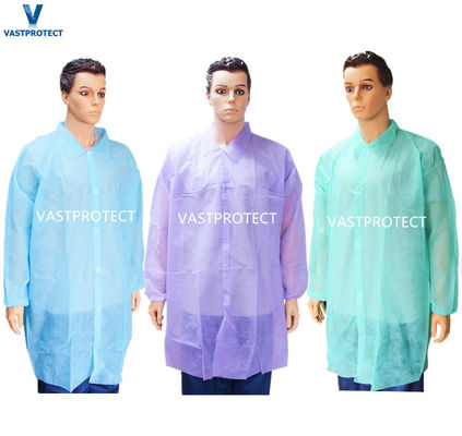 Certificação CE Casaco de laboratório descartável Branco Azul Verde Púrpura Rosa Vermelho Laranja Com Zipper