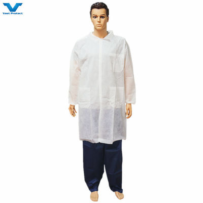 Disponível Médico Cirúrgico Hospital Dentista Lab Lab Coat com fecho de zíper 20GSM