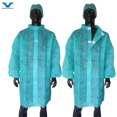 Abrigos de laboratório descartáveis, impermeáveis, não tecidos, vestuário de trabalho, uniforme, modelo microporous, N.O. VPT-501