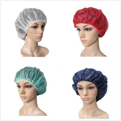 Cabelo Branco Azul Vermelho Rosa Cabelo Elastico Não Tecido de PP Rede de Cabelo descartável Redonda Bouffant Cap Impermeável