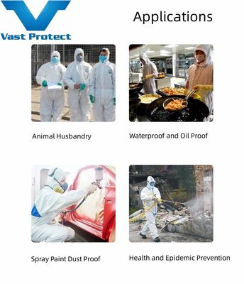 VASTPROTECT-604 PP PE branco descartável Tipo5 6 Trajes de protecção química