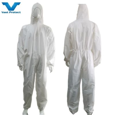 Traje de isolamento de proteção branca PPE CE Tipo5 6 Microporosos Com capuz OEM aceito