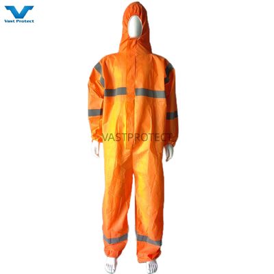 VPT SMS606 175*140cm Laranja SMS descartável 56GSM Tyvek Coverall com fita refletora