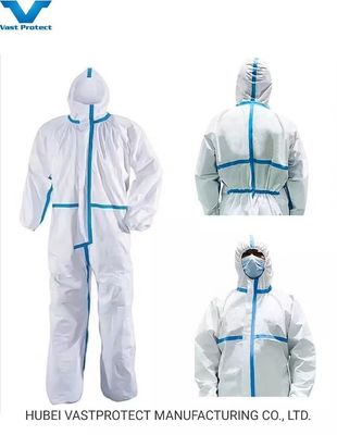 DuPont Tyvek Pintura branca descartável Hazmat Tychemico Trabalho de cobertor Quentador Traje de segurança de trabalho com colarinho de capuz