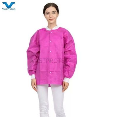 Tamanho 5XL Trabalho de proteção Use uniforme não tecido SMS casaco de laboratório com pulsos e bolsos abertos