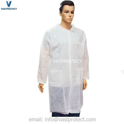 Tamanho 5XL Trabalho de proteção Use uniforme não tecido SMS casaco de laboratório com pulsos e bolsos abertos