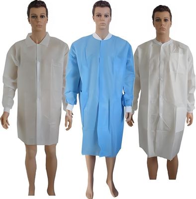 Vestuário não tecido PP/MP/SMS/Tyvek/Microporous Lab Coat Personalizado Tamanho/Peso 125X150cm com Zip