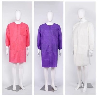 Vestuário não tecido PP/MP/SMS/Tyvek/Microporous Lab Coat Personalizado Tamanho/Peso 125X150cm com Zip