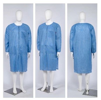 Vestuário não tecido PP/MP/SMS/Tyvek/Microporous Lab Coat Personalizado Tamanho/Peso 125X150cm com Zip