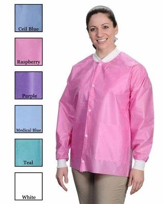 Casaco de laboratório descartável comprimento da anca casaco de laboratório reutilizável casaco de laboratório unisex com V601 à prova de poeira