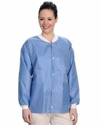 Casaco de laboratório descartável comprimento da anca casaco de laboratório reutilizável casaco de laboratório unisex com V601 à prova de poeira