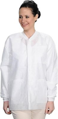 Casaco de laboratório descartável comprimento da anca casaco de laboratório reutilizável casaco de laboratório unisex com V601 à prova de poeira