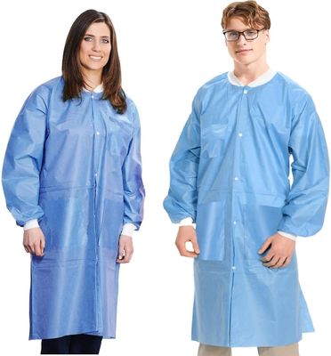 45GSM SMS Dental Respirável Unisex Jaquetas de laboratório descartáveis com frente e colarinho abertos