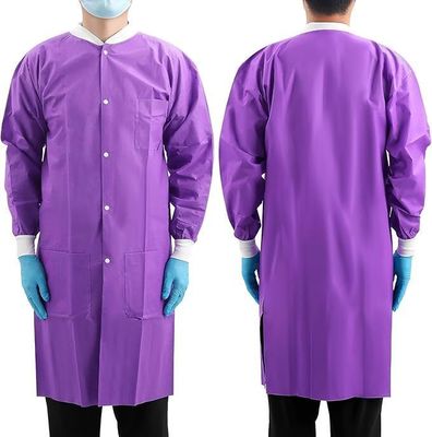 45GSM SMS Dental Respirável Unisex Jaquetas de laboratório descartáveis com frente e colarinho abertos