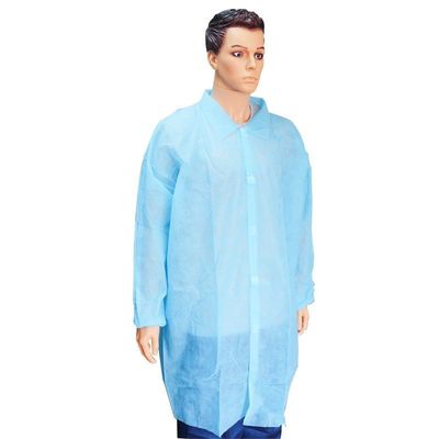 Sky Blue Lab Coats para adultos PPE Spp SMS 45GSM Pintura à prova de salpicos com colarinho Mao