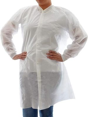 Casaco de laboratório de polipropileno descartável branco, tamanho M L XL 2XL para médicos, enfermeiros, em roxo