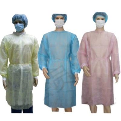 Vestido de isolamento SMS estéril de tecido não tecido de cor rosa descartável para operação em hospitais dentários