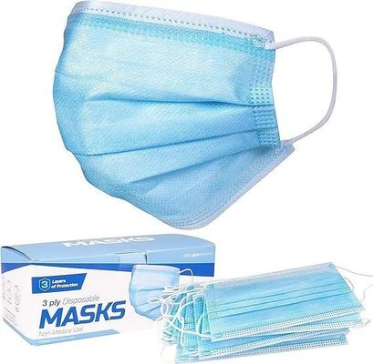 Máscara facial médica descartável para adultos com clipe de nariz elástico, testada em laboratório