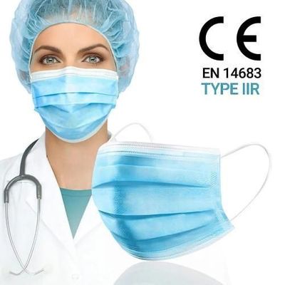 Máscara facial de 3 camadas de alta proteção de estilo plano com laços nas orelhas e laços nas orelhas