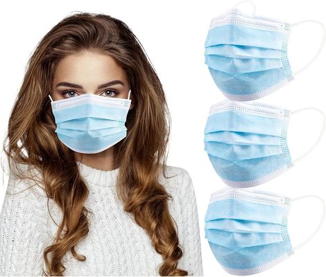 Máscara facial descartável cirúrgica de proteção suave de 3 camadas com clip de nariz Elastic Earloop