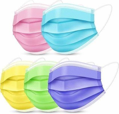 Máscara facial descartável personalizada de cores 3 Ply Produtos médicos com loop de orelha elástico