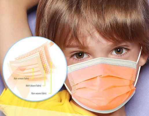Máscara facial descartável cirúrgica protetora para crianças com filtro não tecido