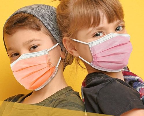 Máscara facial descartável cirúrgica protetora para crianças com filtro não tecido