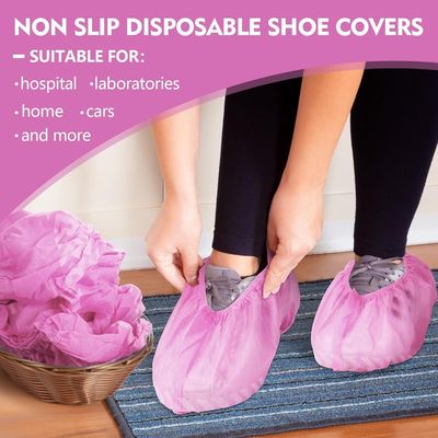 Impressão de logotipo Pink Antiderrapante Cobertura de sapato descartável para proteção e conforto dentário