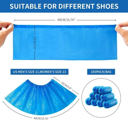 Capa de calçado PE CPE de peso leve de 15*36cm para procedimentos odontológicos, feita à mão ou à máquina