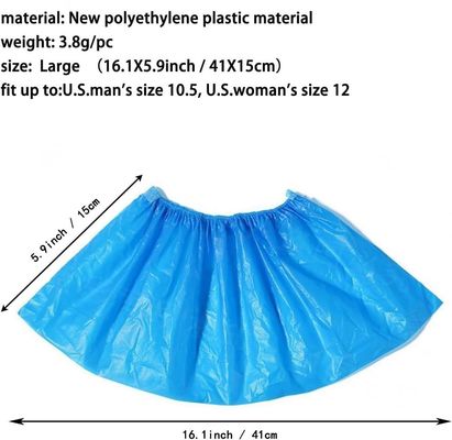 Capa de calçado PE CPE de peso leve de 15*36cm para procedimentos odontológicos, feita à mão ou à máquina