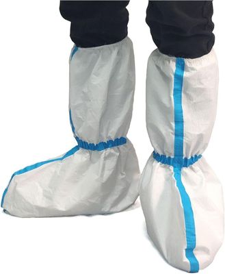 Cobertura de bota descartável à prova de poeira estéril micro-porosa Sf Branco com Linha Azul 15*39cm