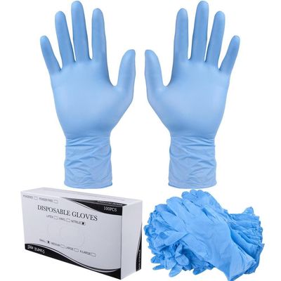 En420 Luvas normalizadas de nitril preto-azul-púrpura para exame médico e uso doméstico